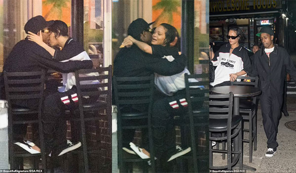 Rihanna and boyfriend A$AP Rocky get cuddly while on a romantic date in ...